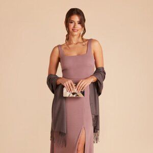 Birdy Grey Bridesmaid Wedding Shawl With Fringe -  Dark Grey